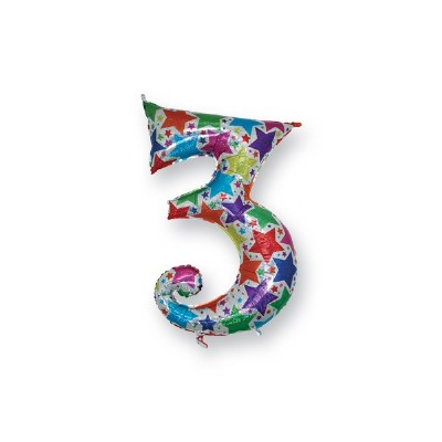 mylar numero '4' olografico stelle
