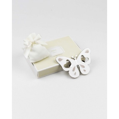 apribottiglia farfalla bianco-beige con magnete
