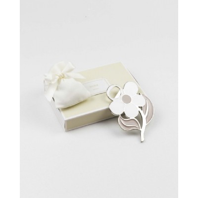 apribottiglia fiore bianco-beige con magnete
