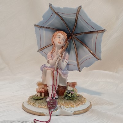 bambina sotto l'ombrello 12x18