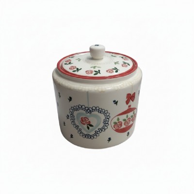 biscottiera natalizia in ceramica wald dipinta a mano - con guarnizione h 18 cm