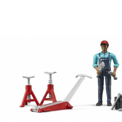 set meccanico con attrezzi officina