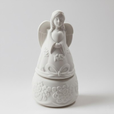 carillon angelo in porcellana biscuit opaca (h 15 cm) - statuetta musicale romantica