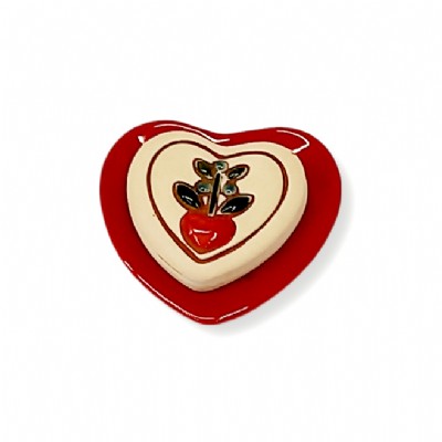 cuore profumat0 in ceramica con piattino