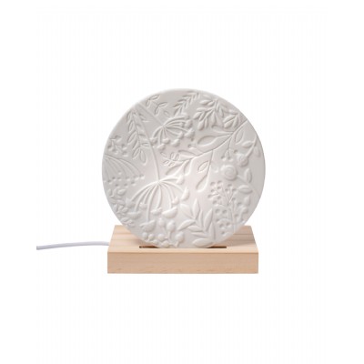 disco piccolo porcellana con base legno luminosa