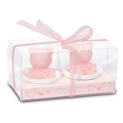 fiaba 2 candele rosa cm 12x7x6 c box