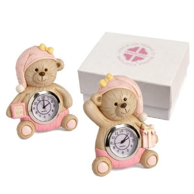 gioiosa orologio rosa s/2  h 10  cm con box