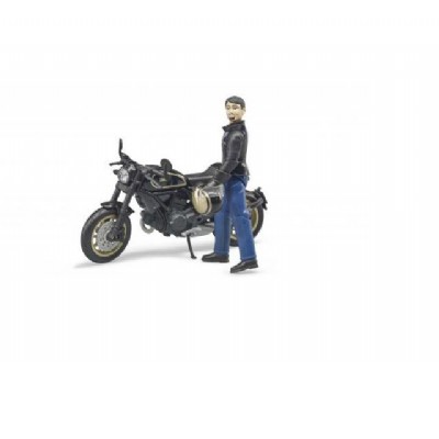 moto ducati  scrambler cafe' racer con personaggio