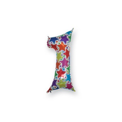 mylar numero '1' olografico stelle