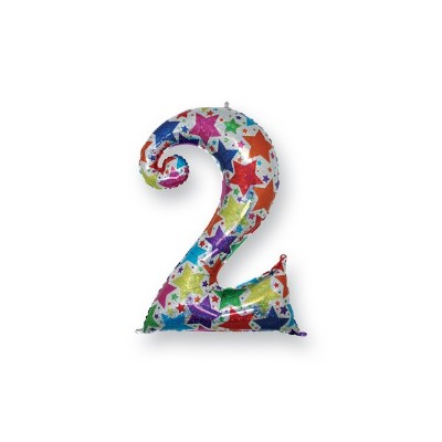 mylar numero '2' olografico stelle