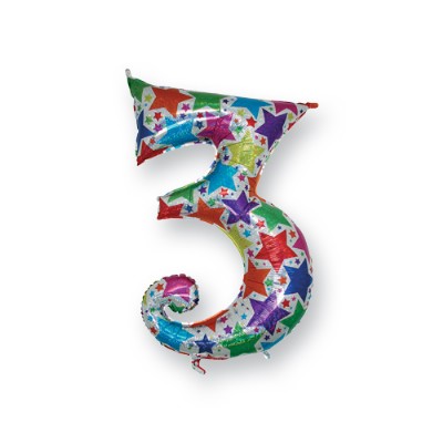 mylar numero '3' olografico stelle
