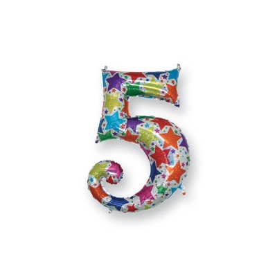 mylar numero '5' olografico stelle