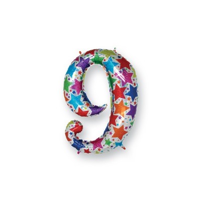 mylar numero '9' olografico stelle