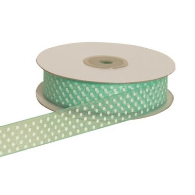 nastro 10 mm organza verde tiffany pois