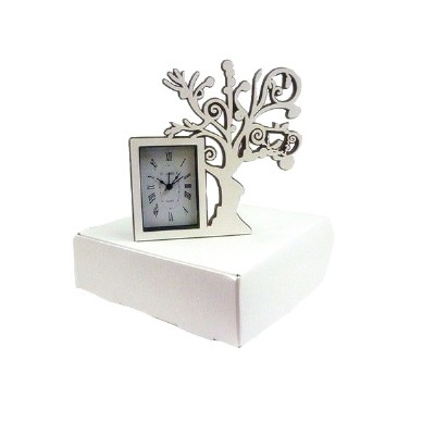 orologio legno scuro con decoro albero