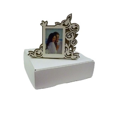portafoto legno scuro con decoro rose