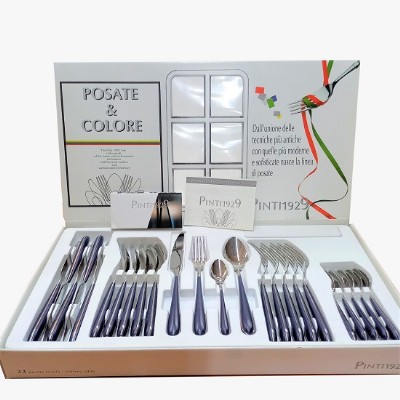 pinti miro' servizio posate 24 pz  inox blu notte