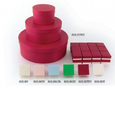 set 3 scatole tonde + 24 scatoline rosso
