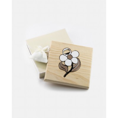 sottopentola fiore bianco-beige